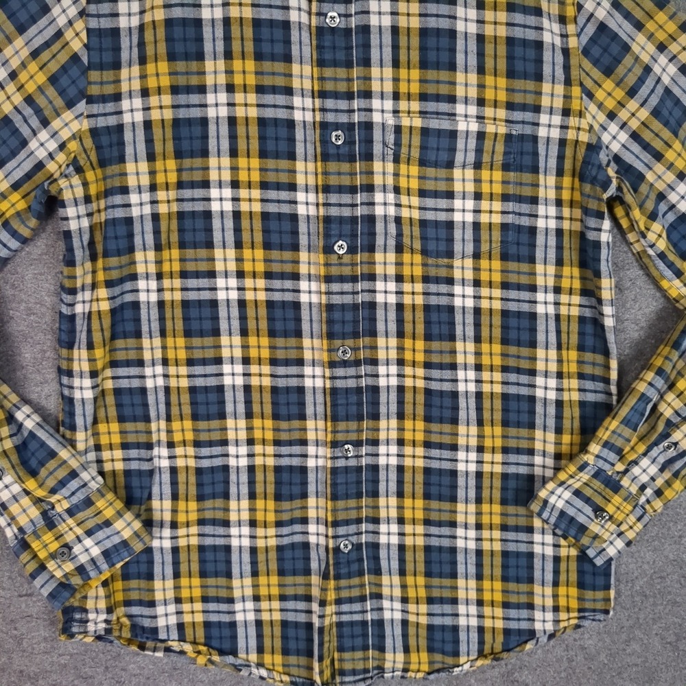 Gap Mens Plaid‎ Flannel Button Down Shirt Blue Yellow White Small Long Sleeve - Picture 5 of 11